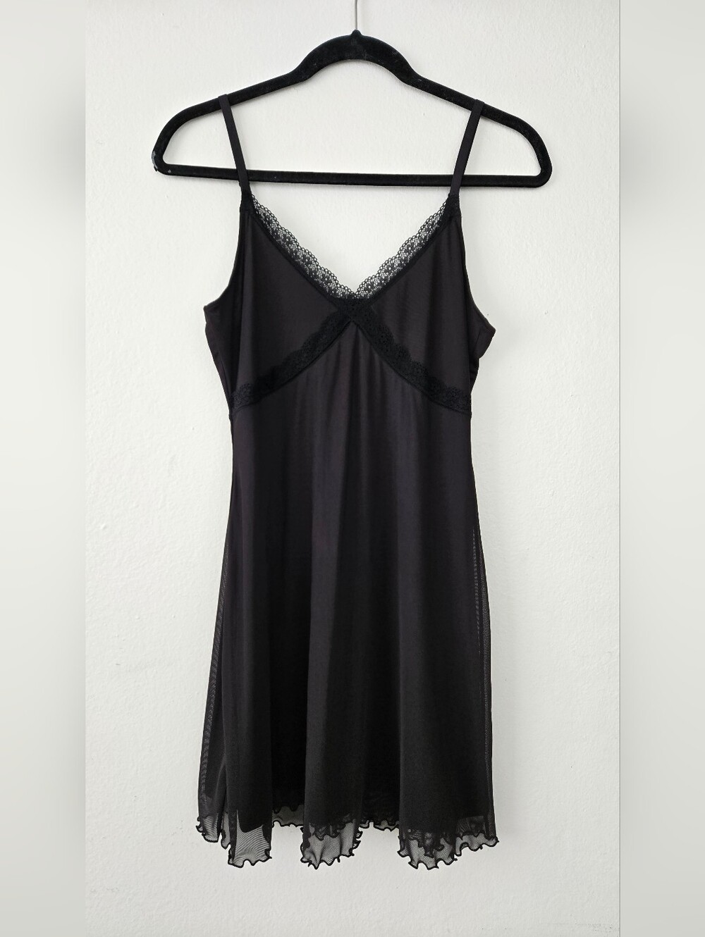 H&M Black Lace-Trim Slip Dress